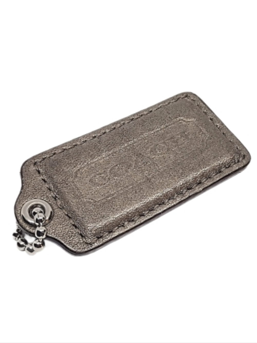 🤎 2.5" Y2K Coach Metallic Bronze Leather Hang Tag Bag Fob Charm Keychain Rare - Picture 3 of 5